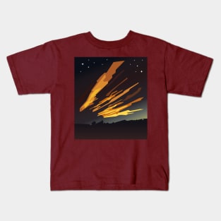 Sunrise cartoon landscape and comet tails Kids T-Shirt